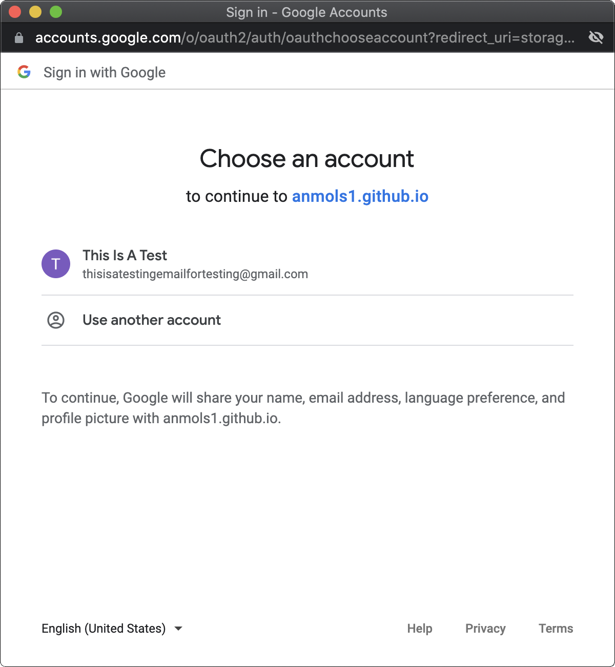 Demonstration of sign-in